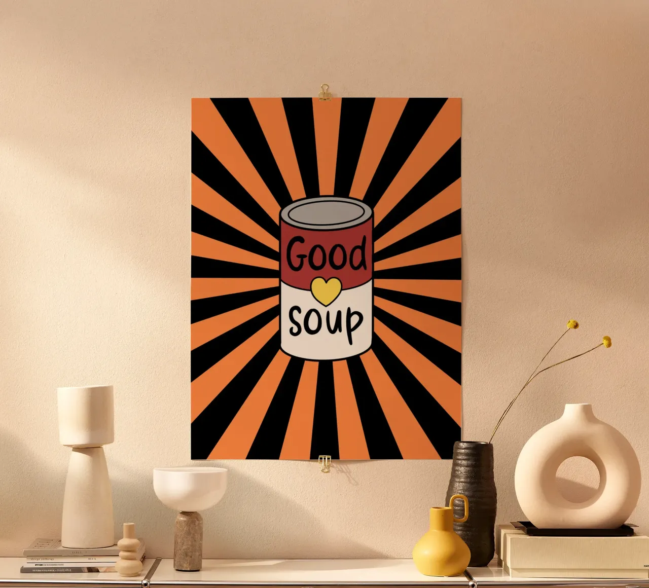 Retro soup poster con telaio in plastica da PinkCandyWalls