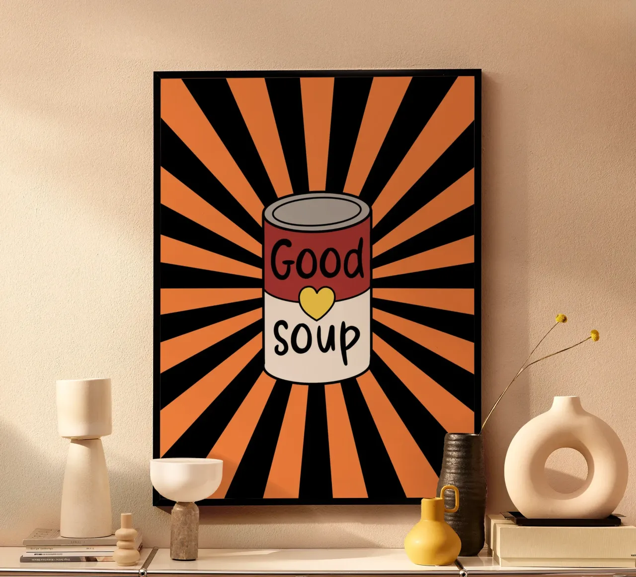 Retro soup poster con telaio in plastica da PinkCandyWalls