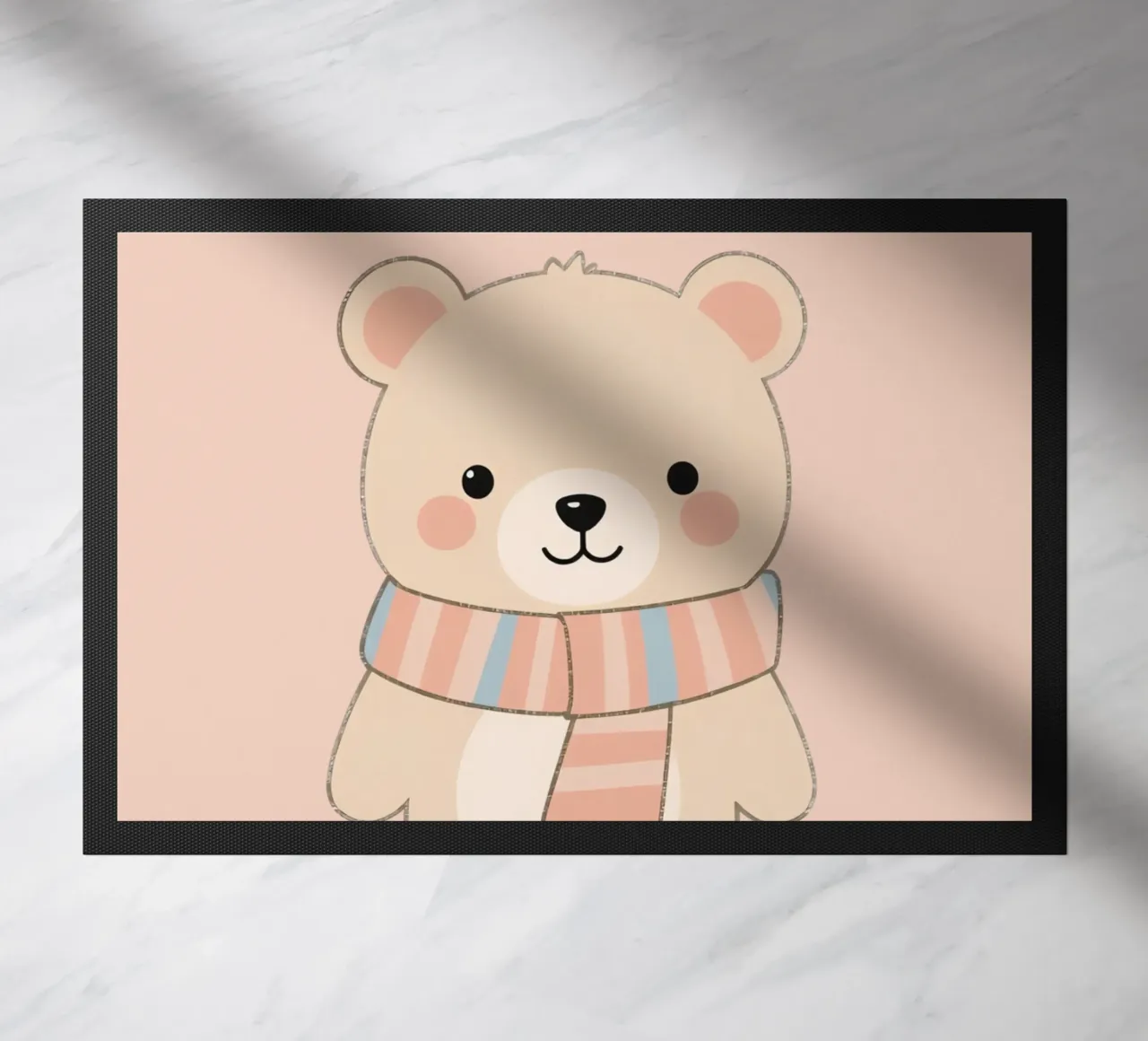 Cute Nursery Cartoon Bear with Scarf doormat by DesignDoodle