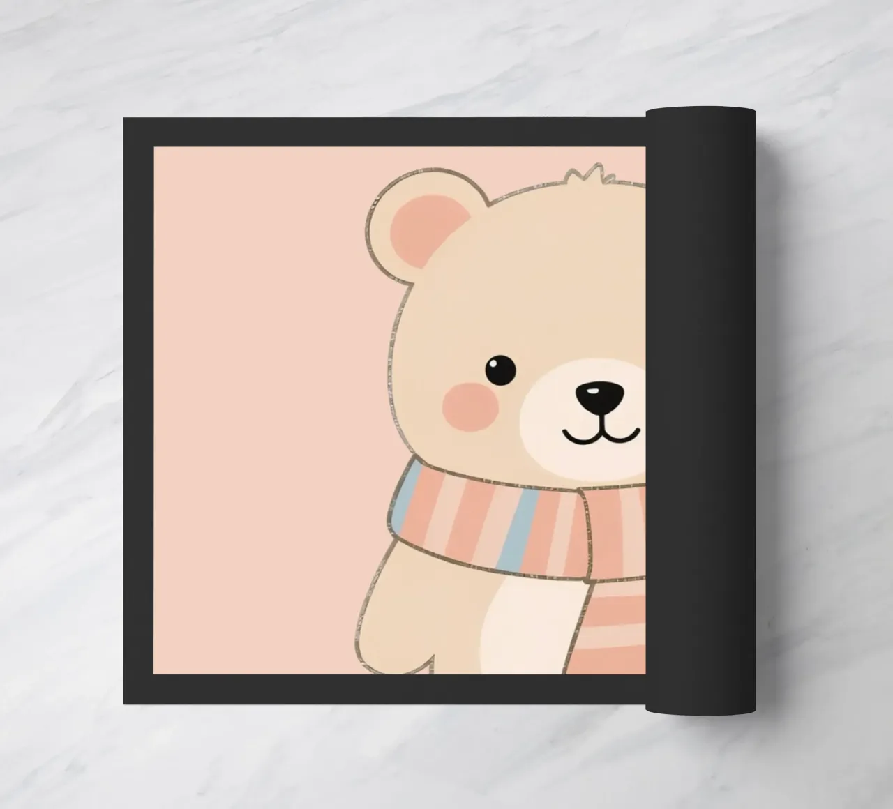 Cute Nursery Cartoon Bear with Scarf doormat by DesignDoodle