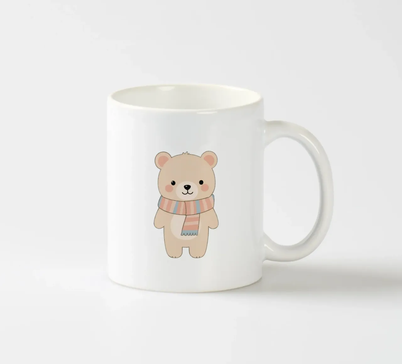 Cute Nursery Cartoon Bear with Scarf ceramic mug by DesignDoodle
