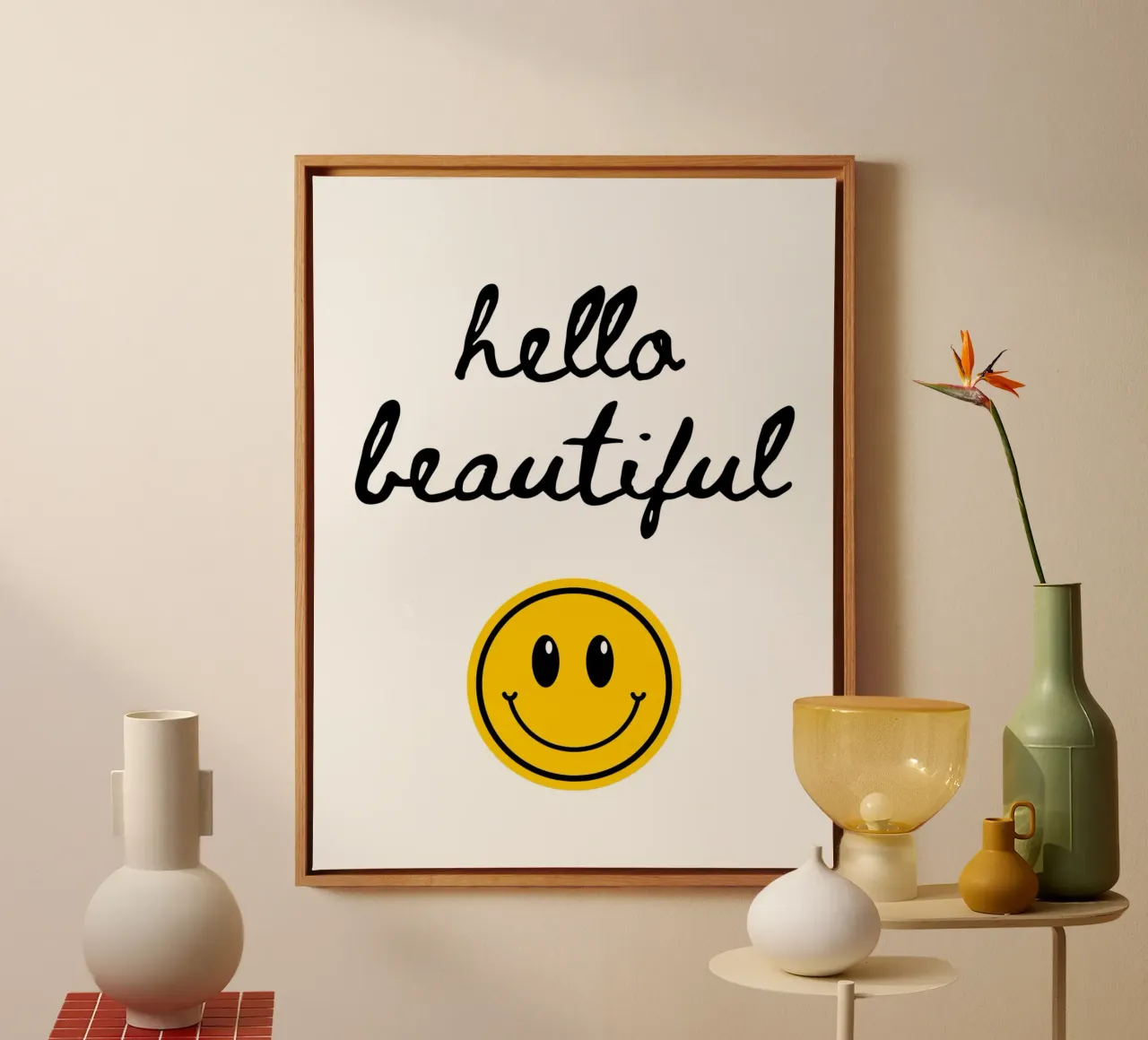 Hello beautiful canvas met Baklijst van PinkCandyWalls