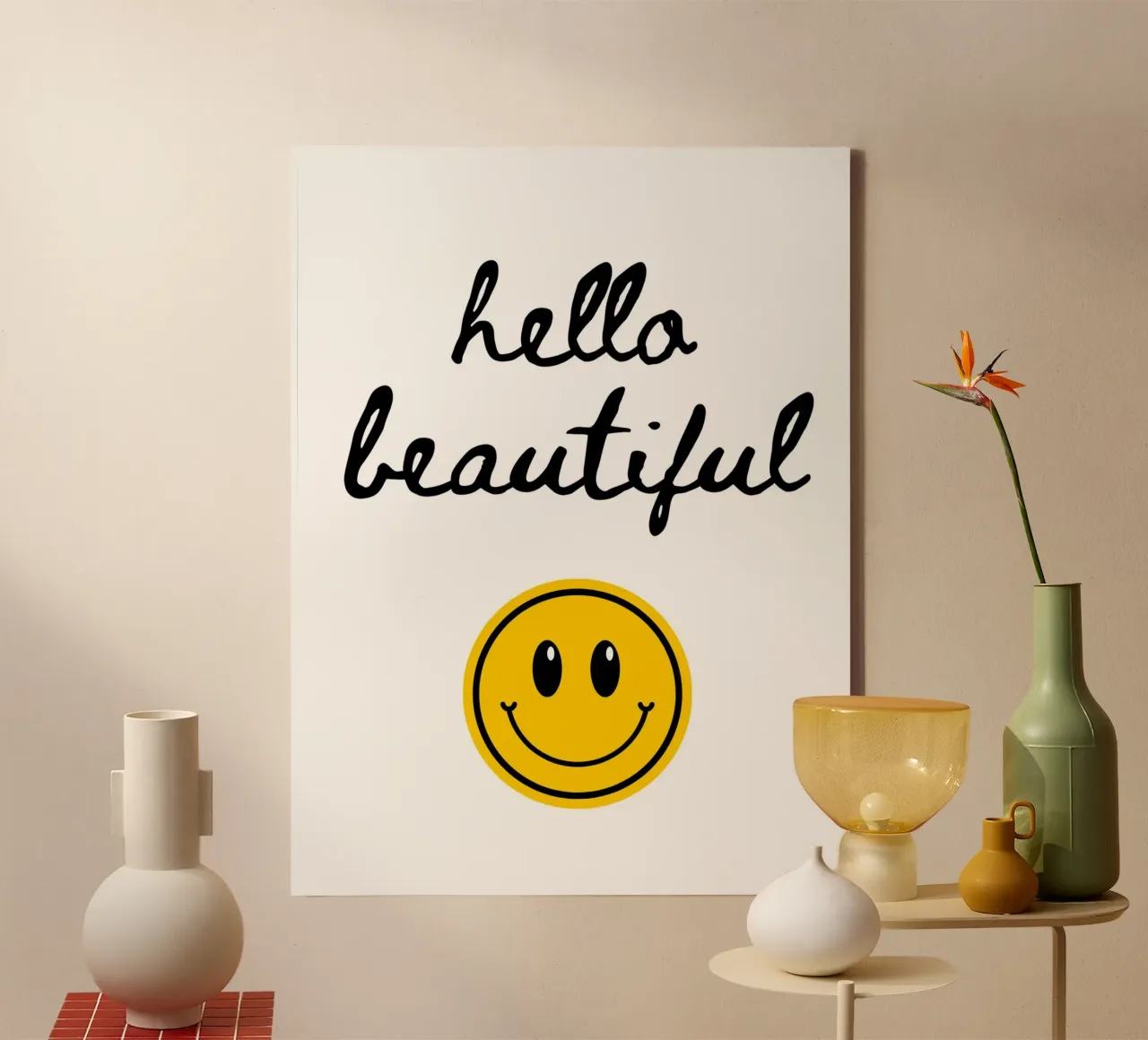 Hello beautiful canvas met Baklijst van PinkCandyWalls