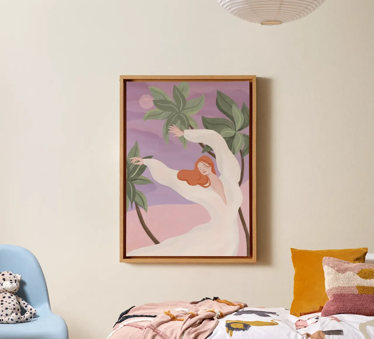 girl dancing in beach canvas with Floater frame by melts