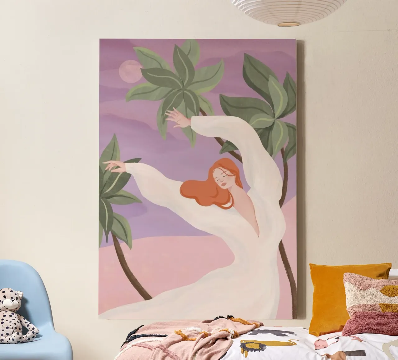 girl dancing in beach canvas with Floater frame by melts