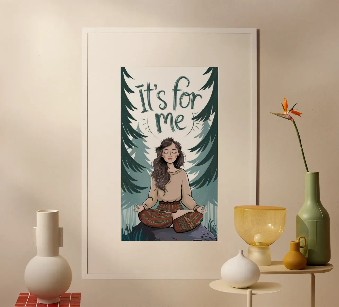 meditation in forest poster con telaio in legno da melts