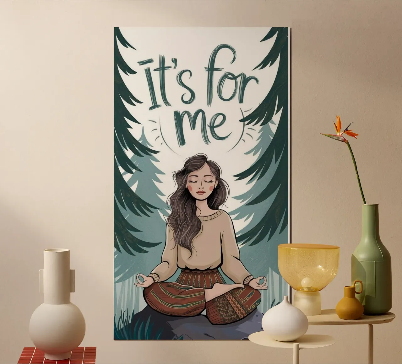 meditation in forest poster con telaio in legno da melts