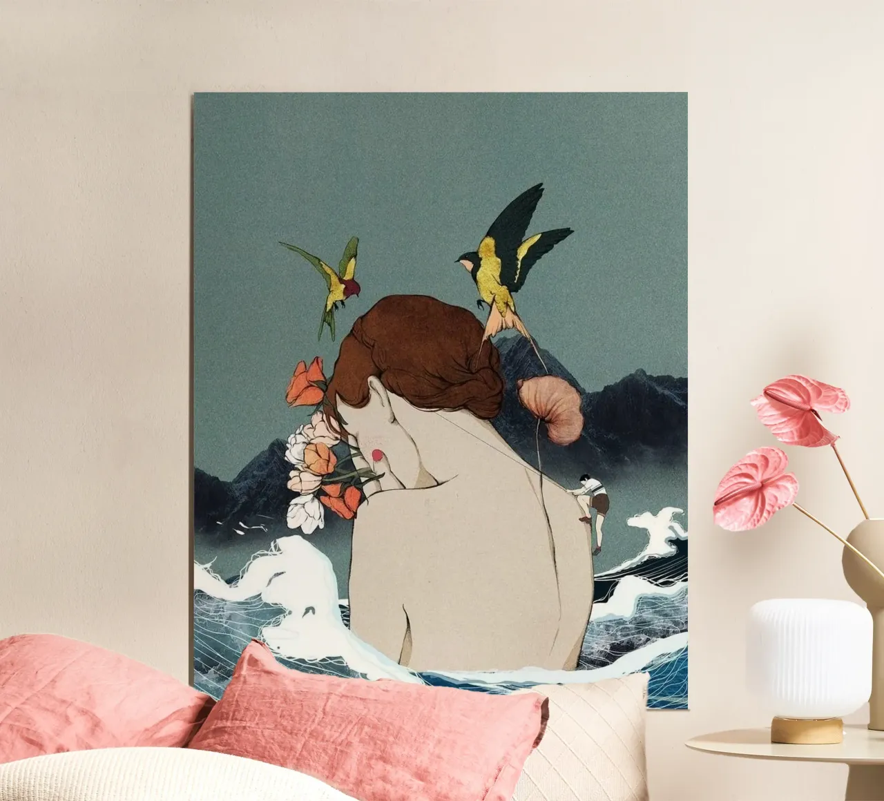 girl in wave poster con telaio in alluminio da melts
