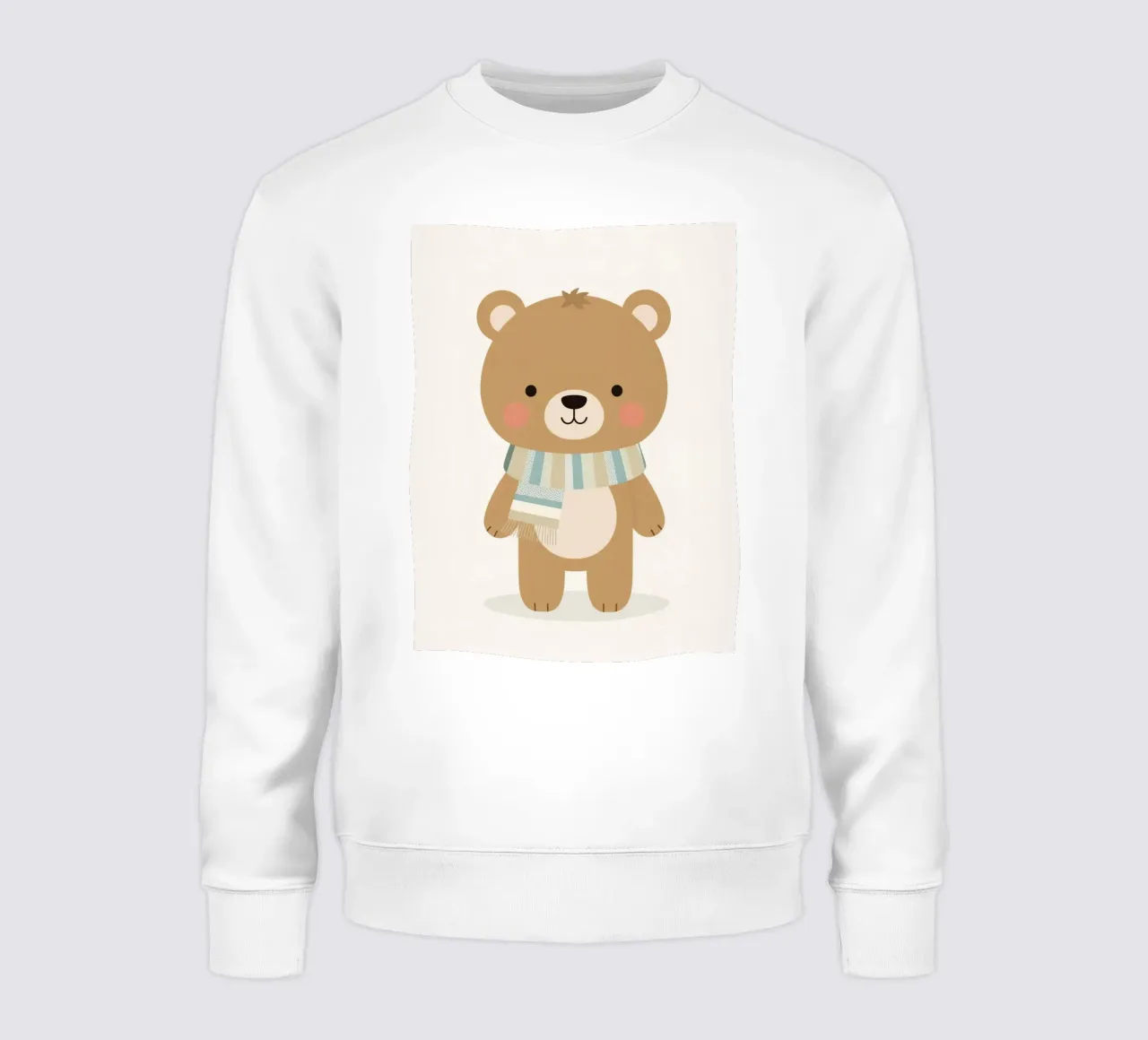 Simpatico orso marrone dei cartoni animati con sciarpa a righe felpa da DesignDoodle