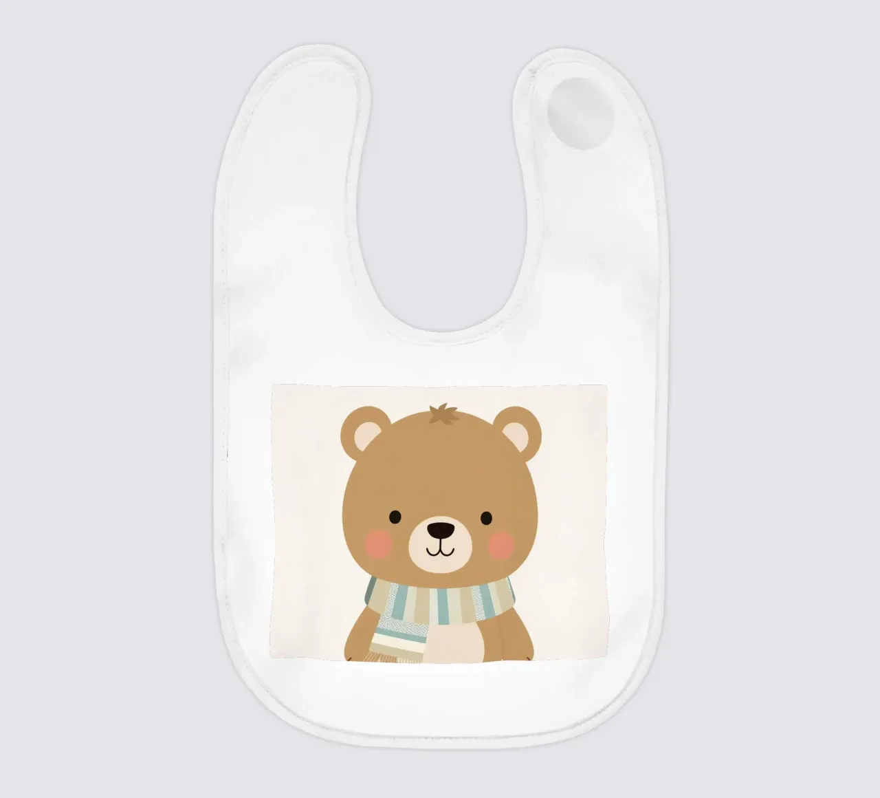 Simpatico orso marrone dei cartoni animati con sciarpa a righe bavaglino da DesignDoodle