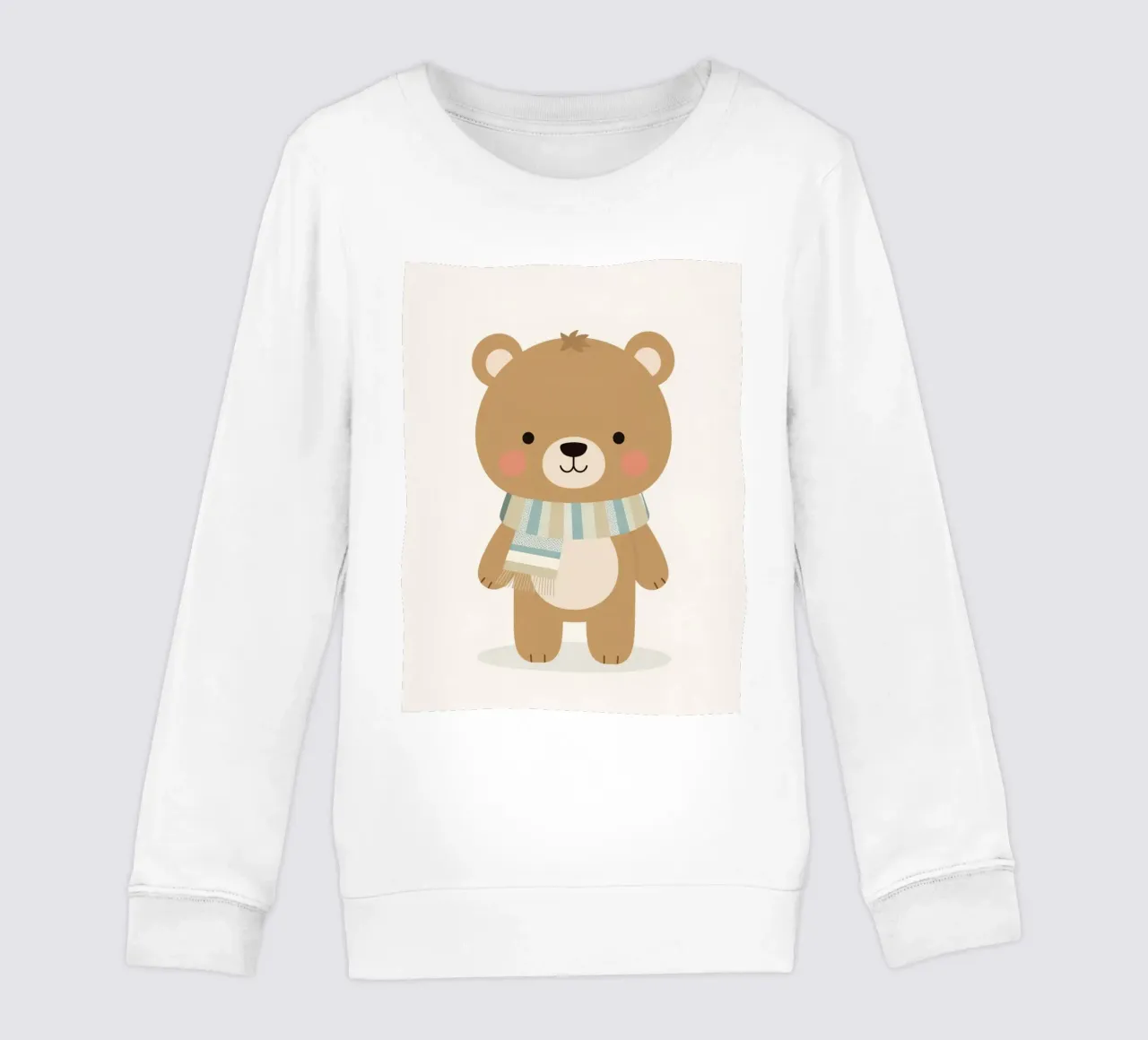 Simpatico orso marrone dei cartoni animati con sciarpa a righe felpa bambino da DesignDoodle