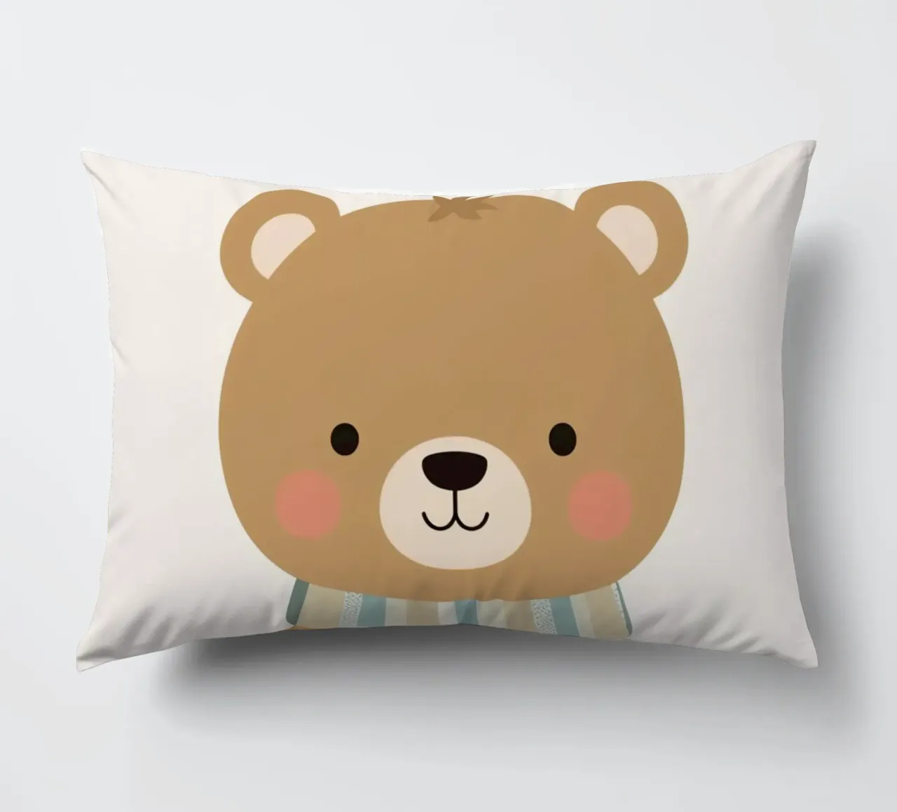 Simpatico orso marrone dei cartoni animati con sciarpa a righe cuscino da DesignDoodle