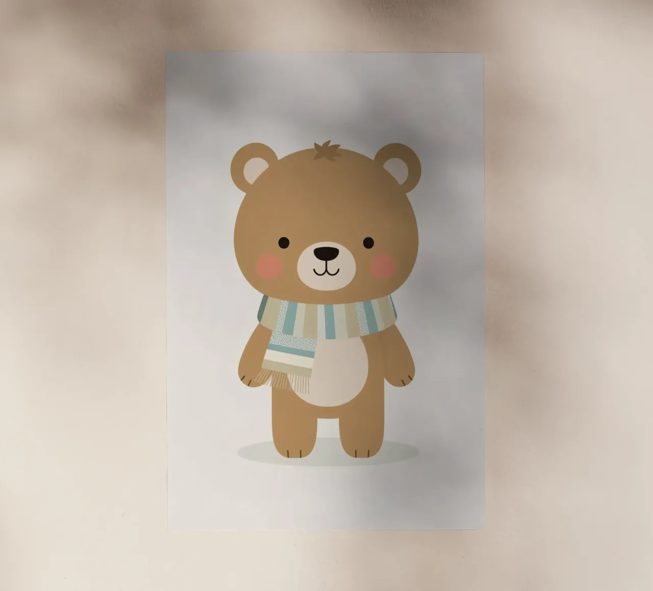 Simpatico orso marrone dei cartoni animati con sciarpa a righe pellicola backlit da DesignDoodle