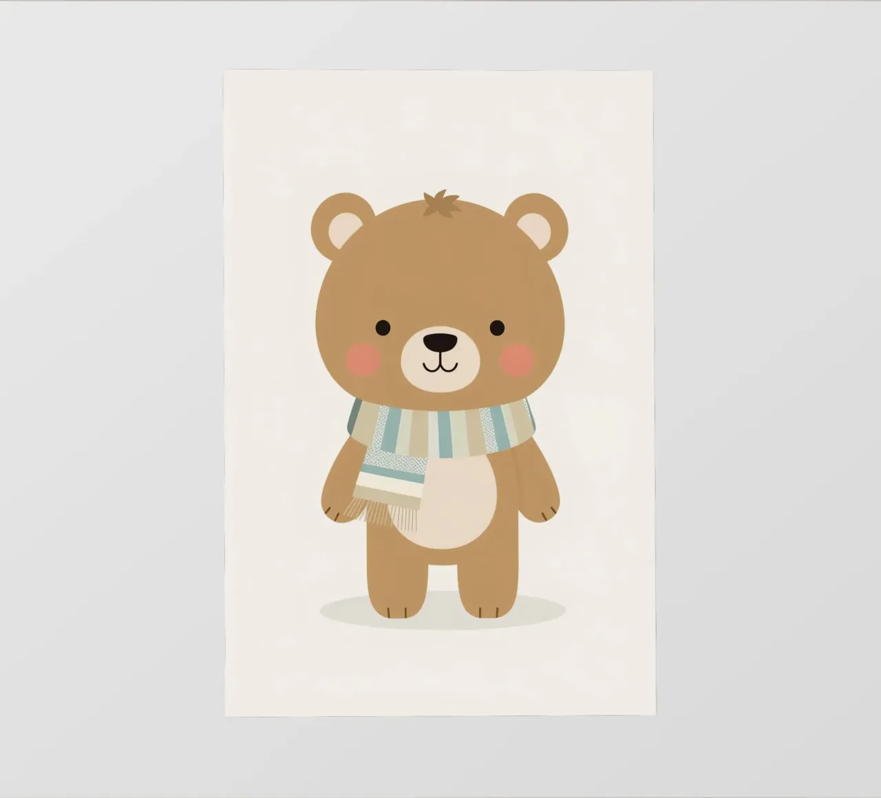 Simpatico orso marrone dei cartoni animati con sciarpa a righe pellicola backlit da DesignDoodle
