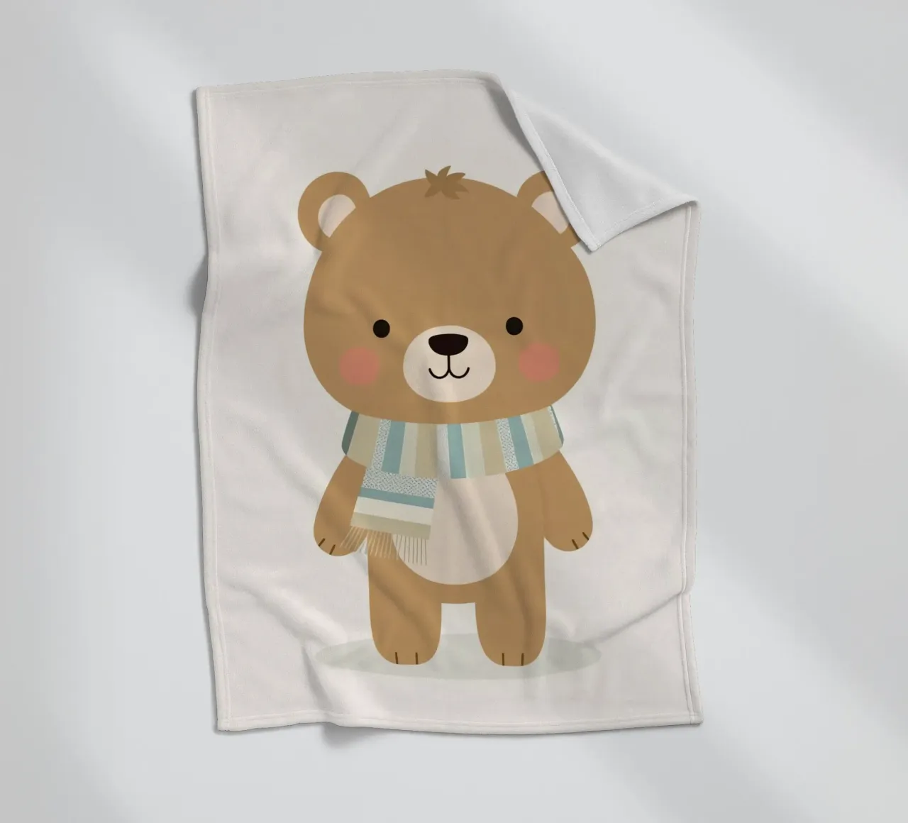 Simpatico orso marrone dei cartoni animati con sciarpa a righe coperta in pile da DesignDoodle