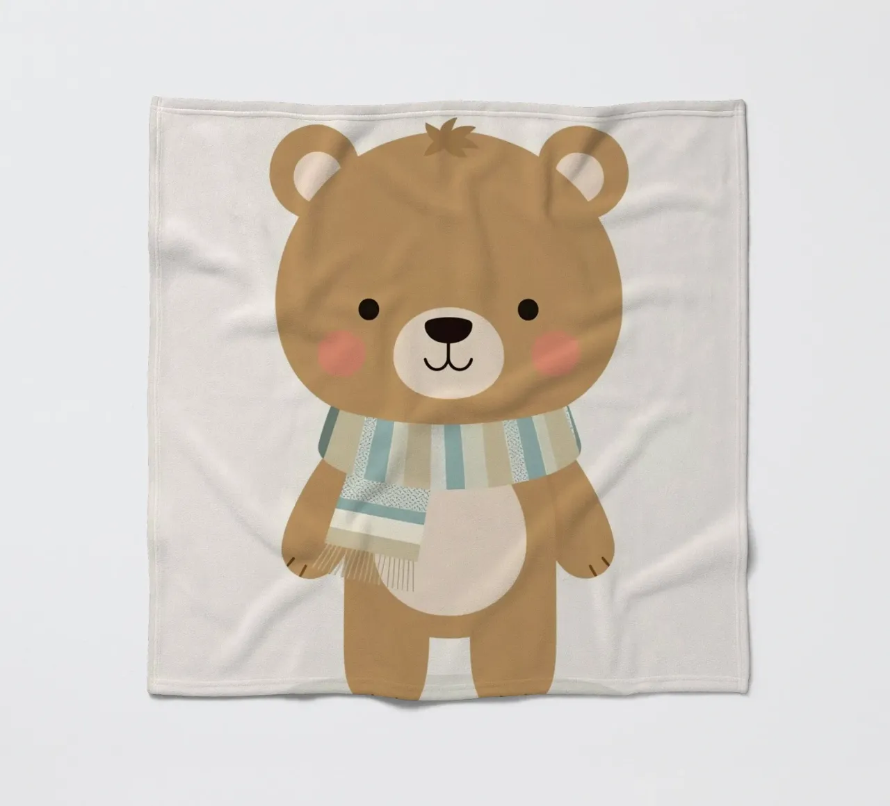 Simpatico orso marrone dei cartoni animati con sciarpa a righe coperta in pile da DesignDoodle