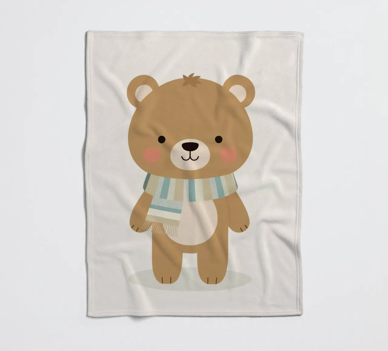 Simpatico orso marrone dei cartoni animati con sciarpa a righe coperta in pile da DesignDoodle