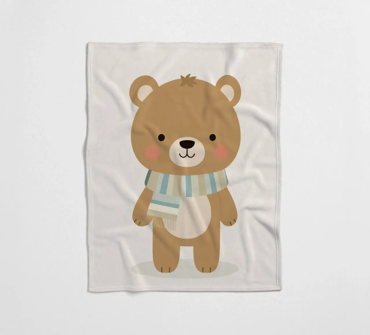 Simpatico orso marrone dei cartoni animati con sciarpa a righe coperta in pile da DesignDoodle