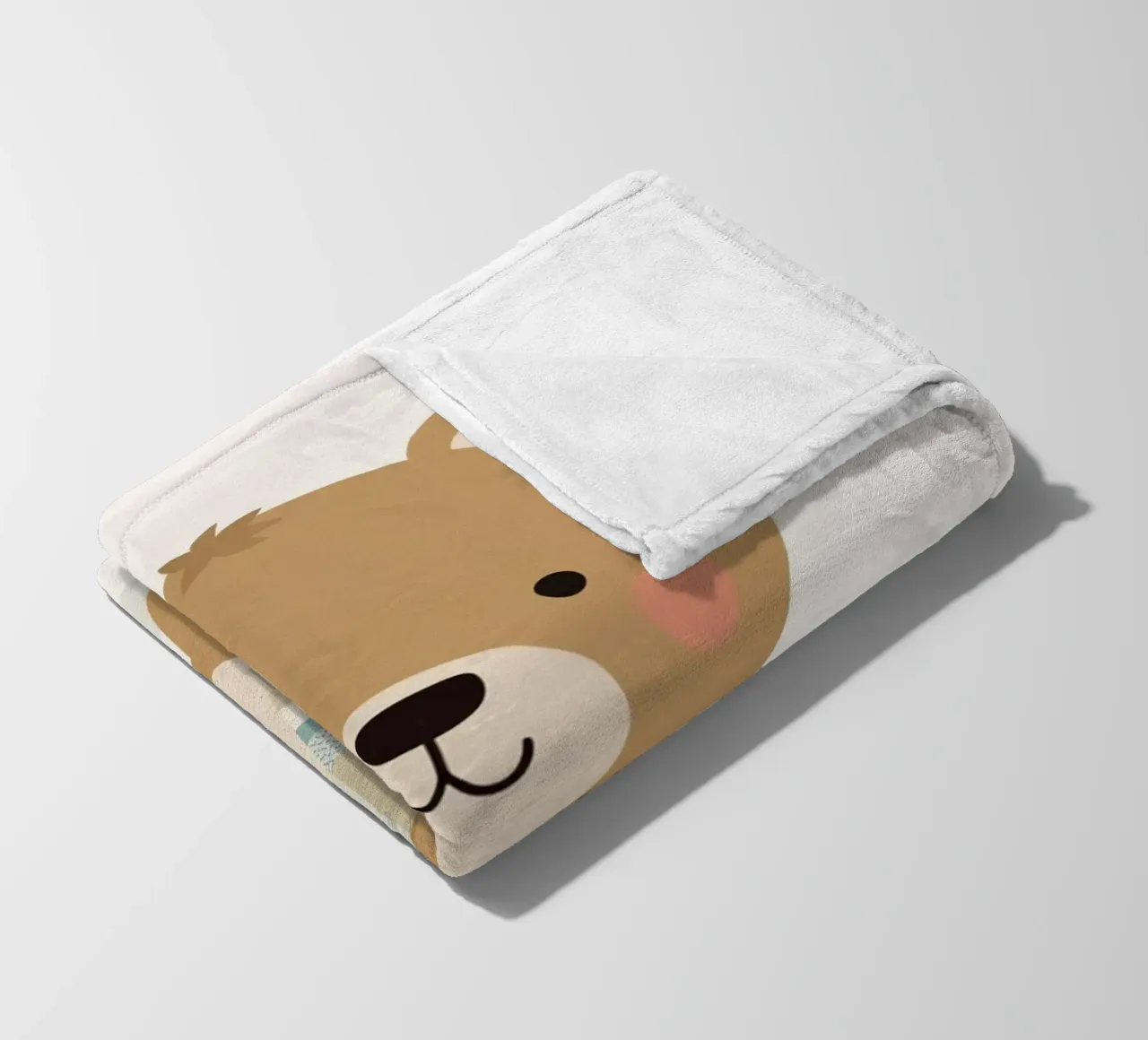 Simpatico orso marrone dei cartoni animati con sciarpa a righe coperta in pile da DesignDoodle