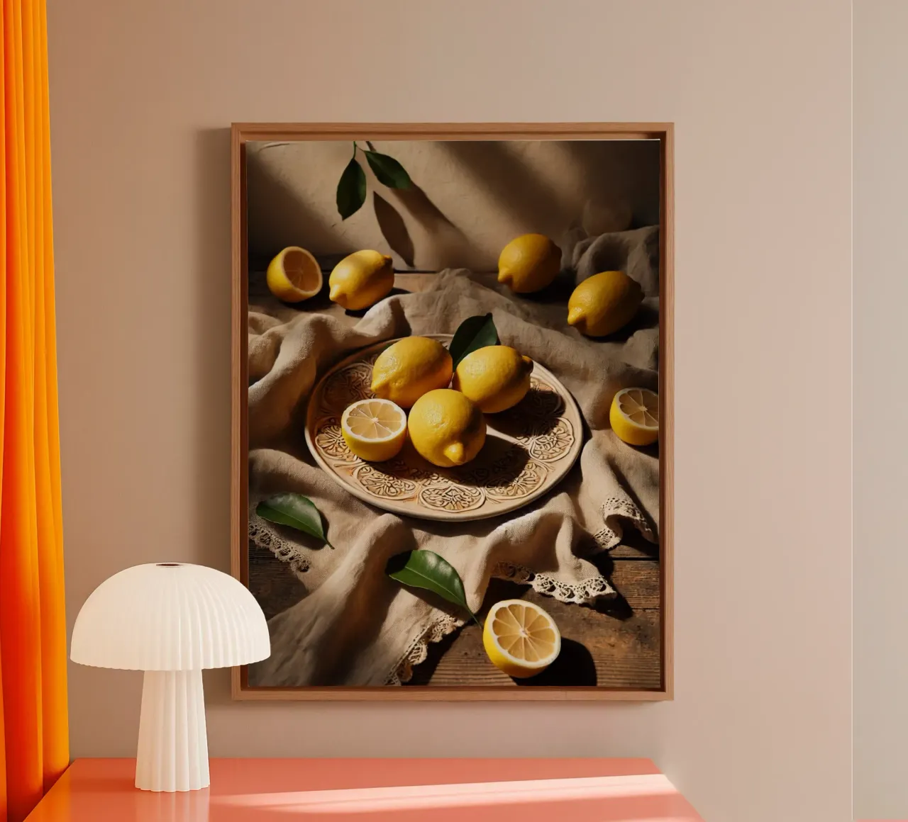 Plate of Lemons canvas with Floater frame by VintageBotanics