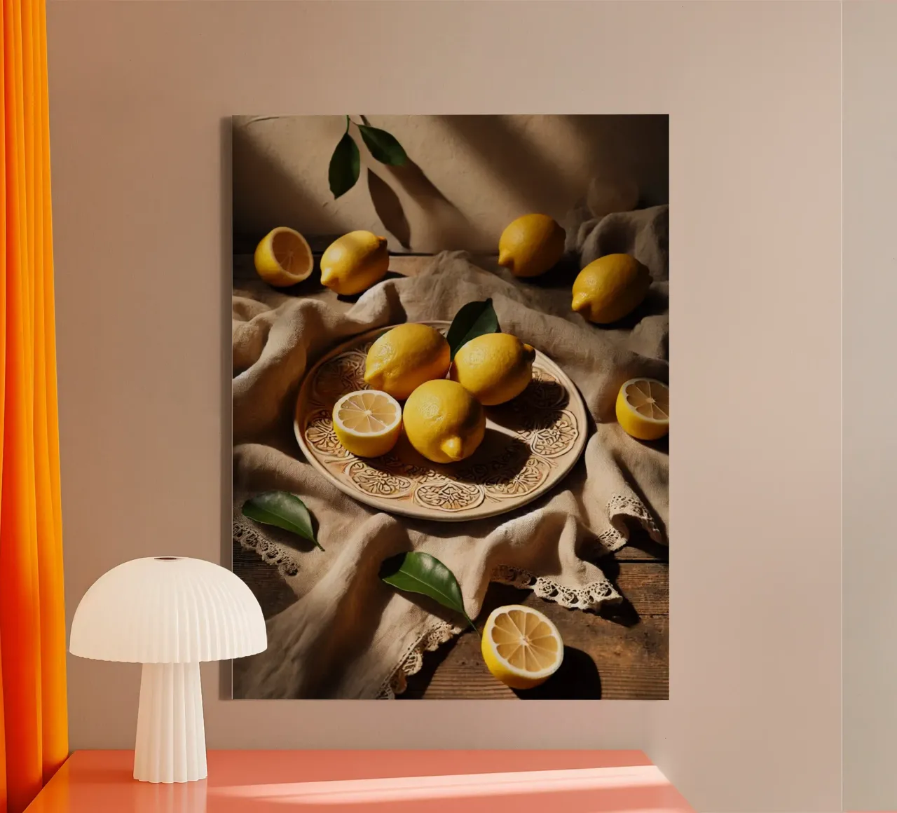 Plate of Lemons canvas with Floater frame by VintageBotanics