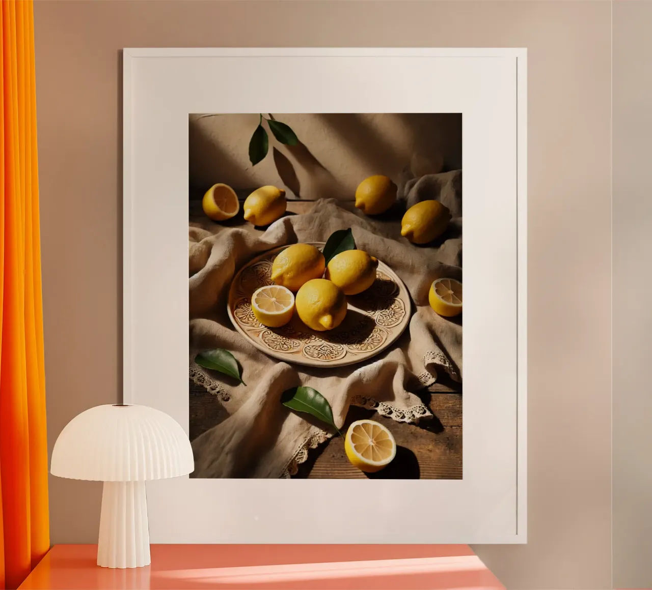 Piatto di limoni poster con telaio in legno da VintageBotanics