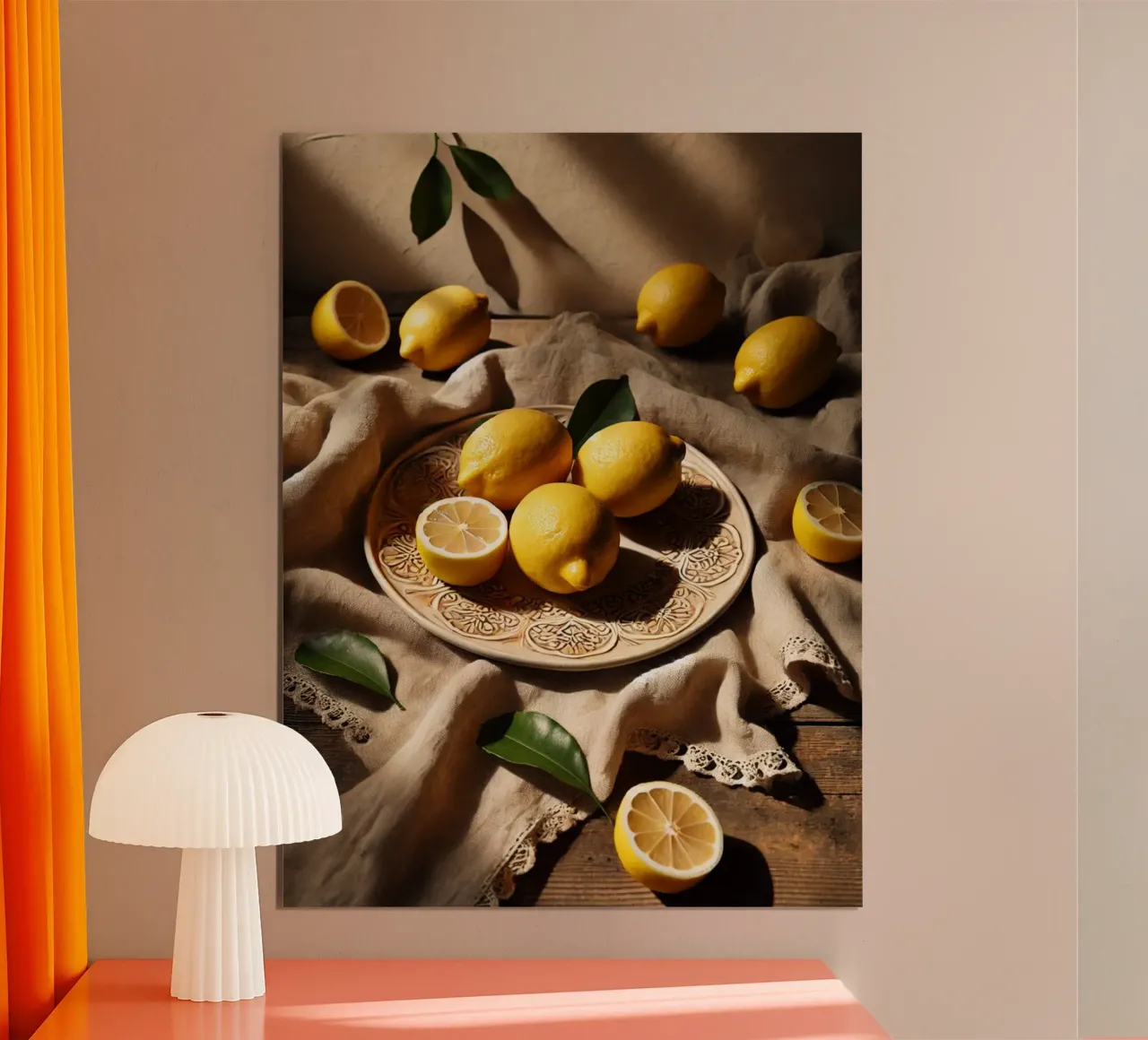 Piatto di limoni poster con telaio in legno da VintageBotanics