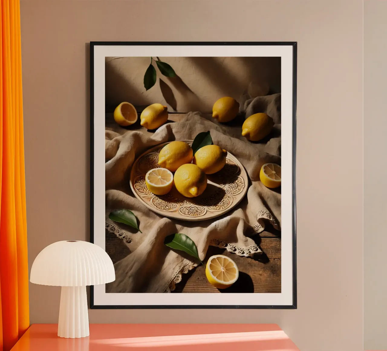 Piatto di limoni poster con telaio in legno da VintageBotanics