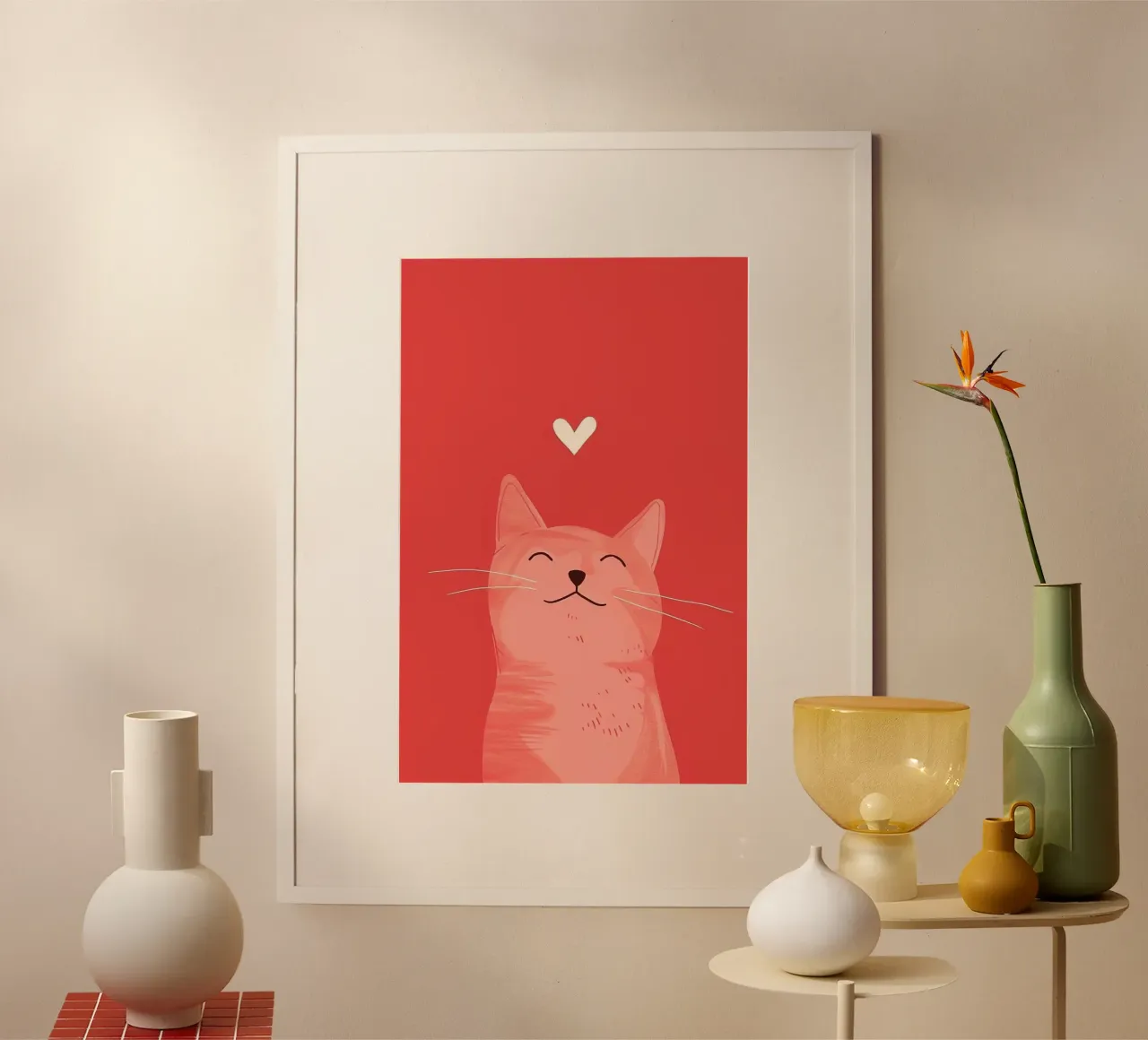 cat with red heart Poster von hamily