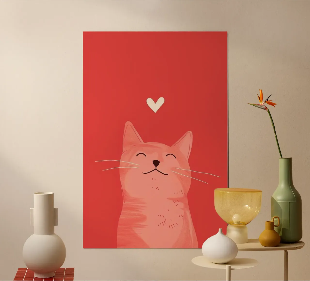 cat with red heart Poster von hamily