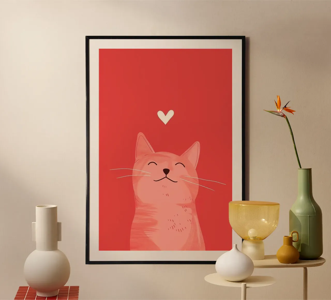cat with red heart Poster von hamily