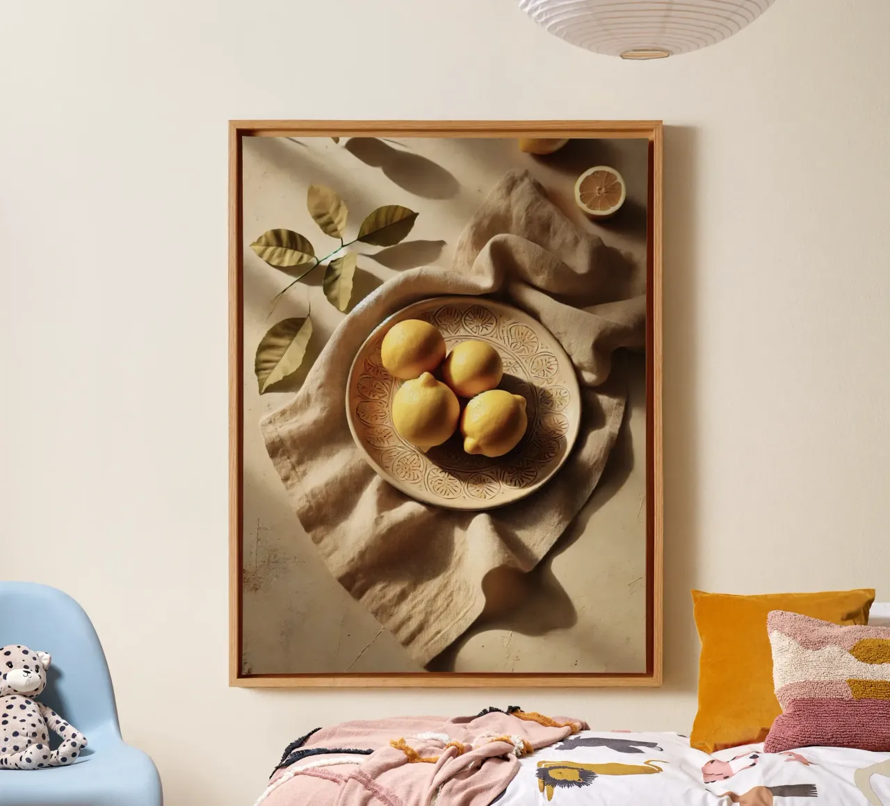 Piatto di limoni tela con Cornice a cassetta da VintageBotanics