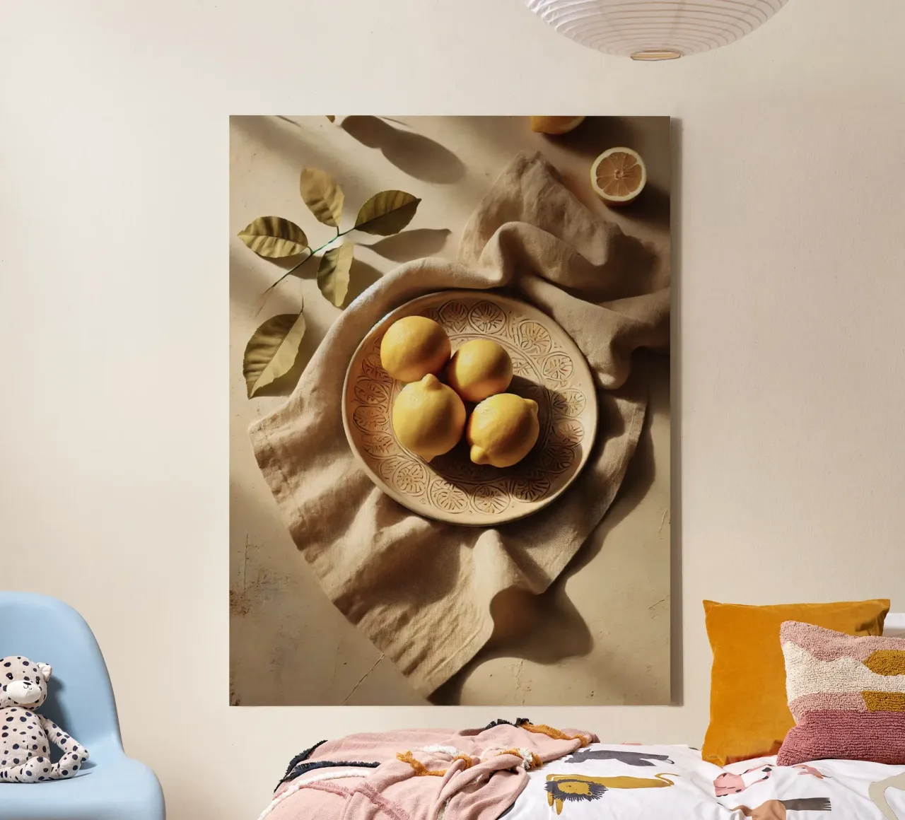 Piatto di limoni tela con Cornice a cassetta da VintageBotanics