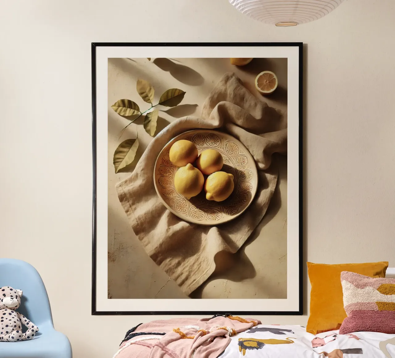 Piatto di limoni poster con telaio in plastica da VintageBotanics