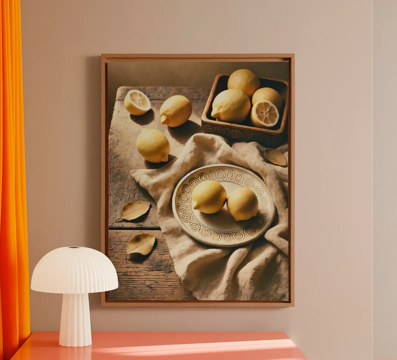 Plate of Lemons canvas with Floater frame by VintageBotanics