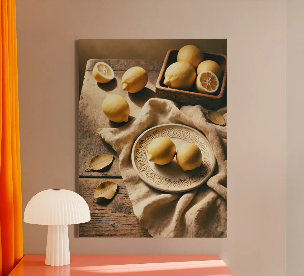 Plate of Lemons canvas with Floater frame by VintageBotanics