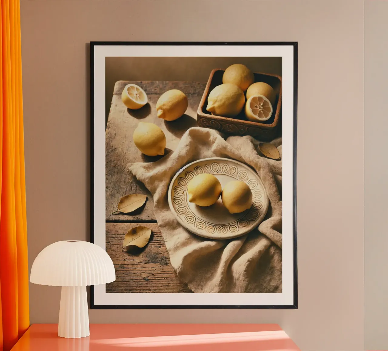 Piatto di limoni poster con telaio in legno da VintageBotanics