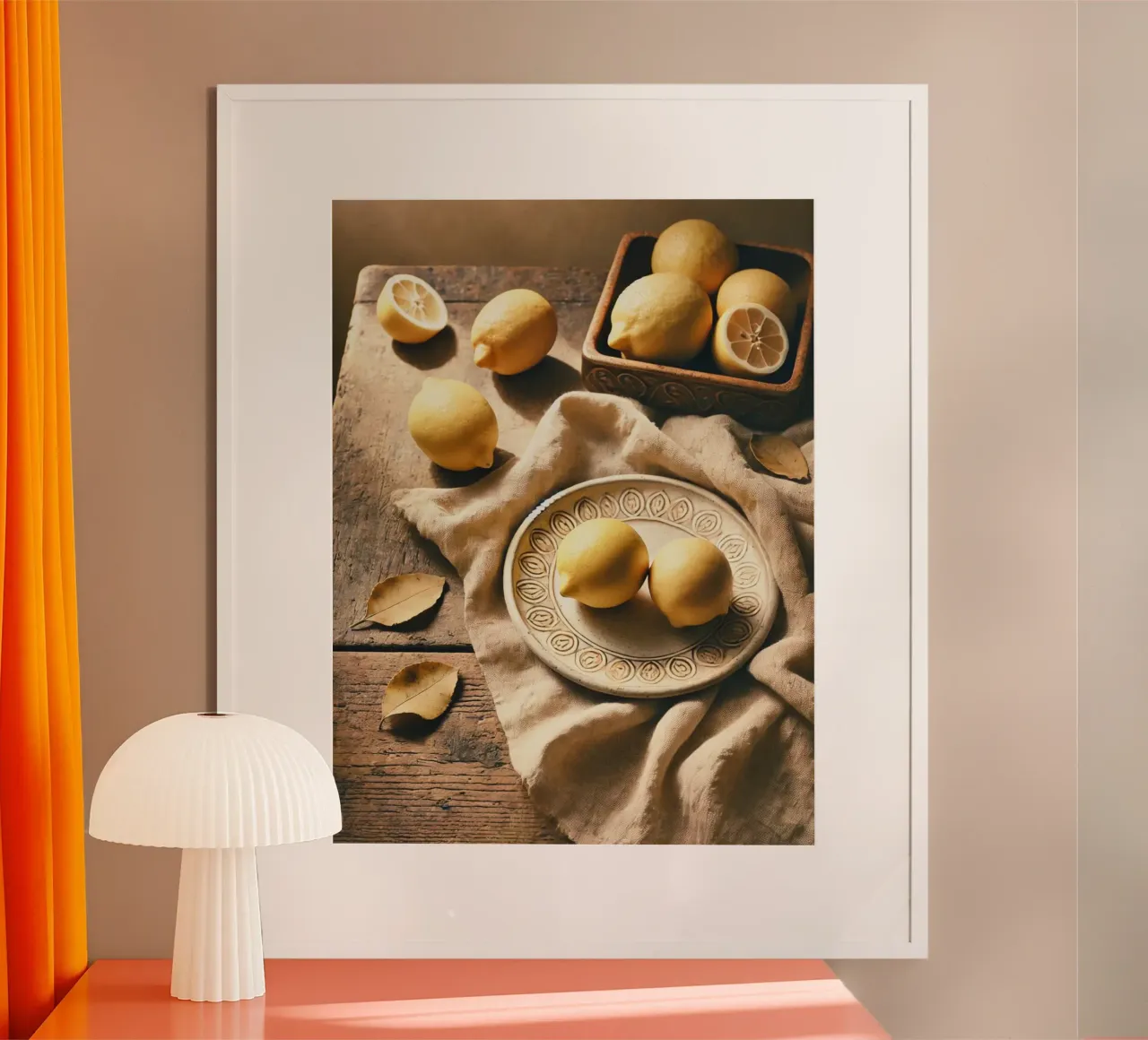 Piatto di limoni poster con telaio in legno da VintageBotanics