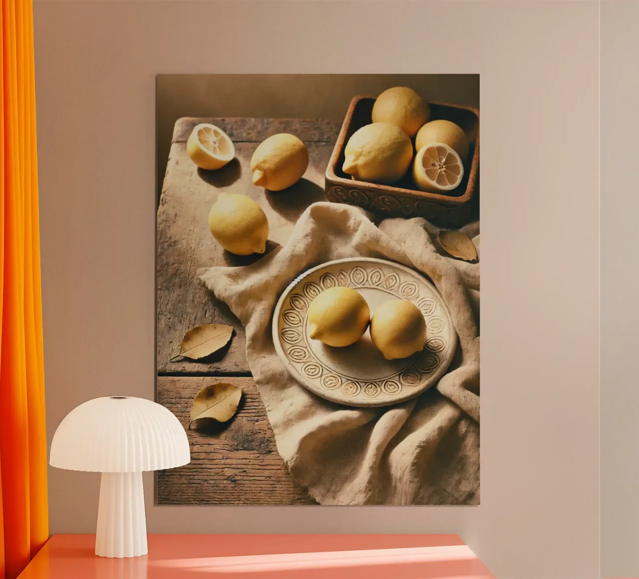 Piatto di limoni poster con telaio in legno da VintageBotanics