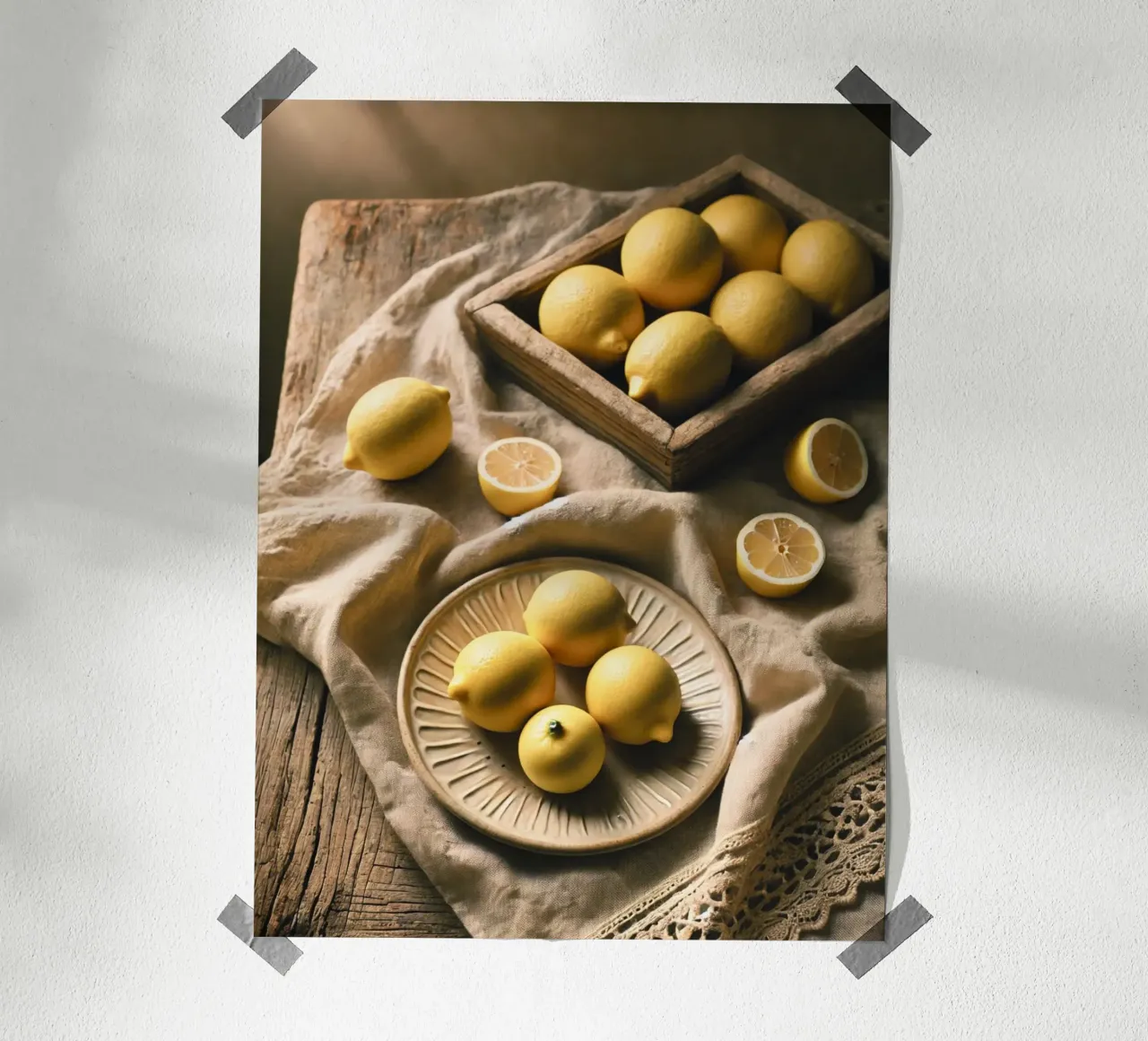 Piatto di limoni poster con telaio in plastica da VintageBotanics