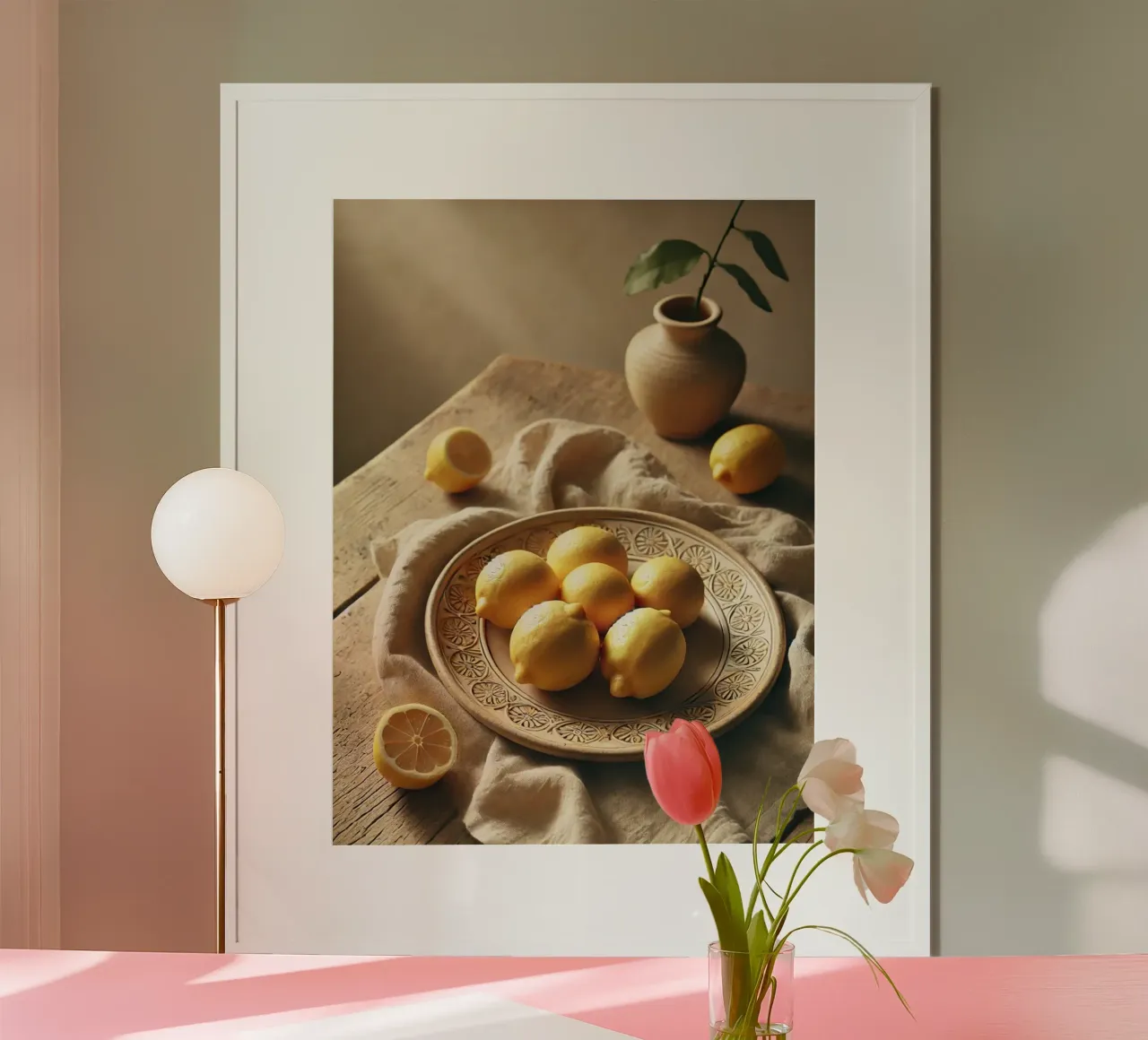 Piatto di limoni poster con telaio in plastica da VintageBotanics