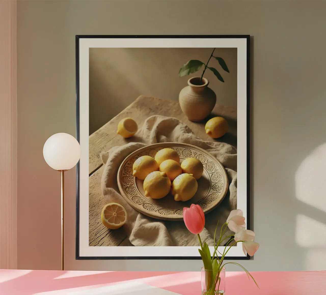 Piatto di limoni poster con telaio in plastica da VintageBotanics