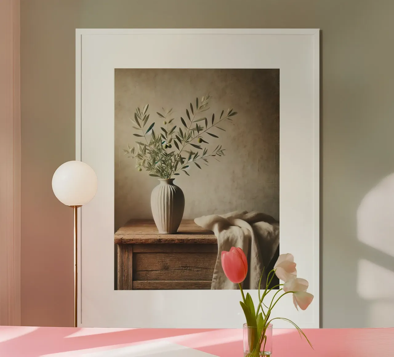 Rami d'ulivo in vaso poster con telaio in plastica da VintageBotanics