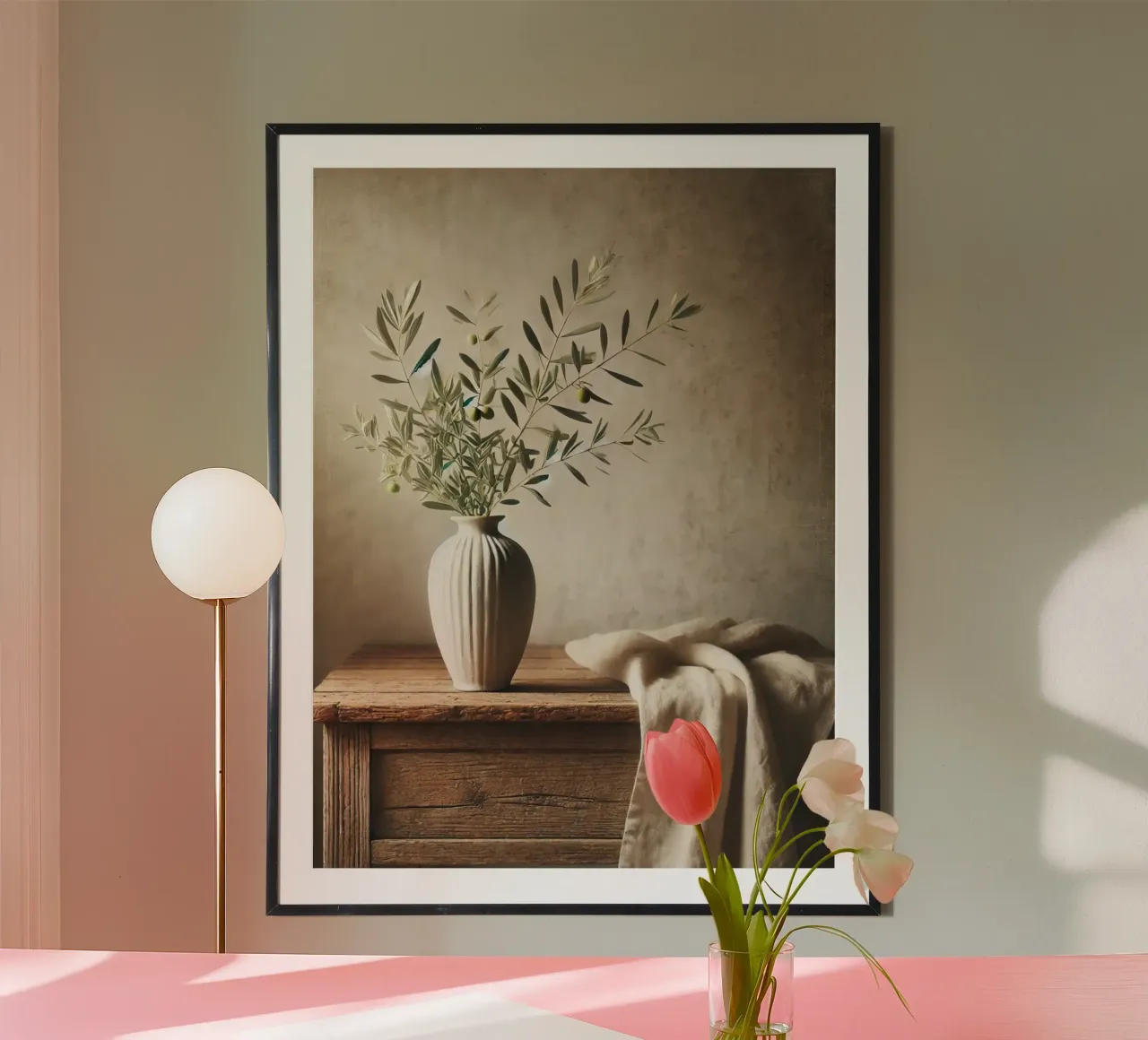 Rami d'ulivo in vaso poster con telaio in plastica da VintageBotanics