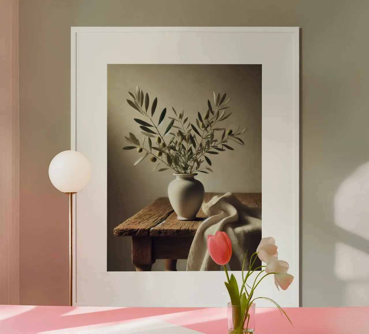 Rami d'ulivo in vaso poster con telaio in plastica da VintageBotanics