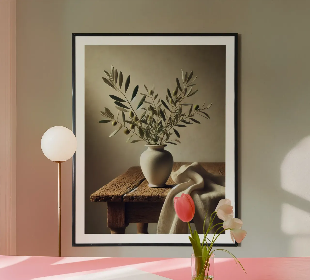 Rami d'ulivo in vaso poster con telaio in plastica da VintageBotanics