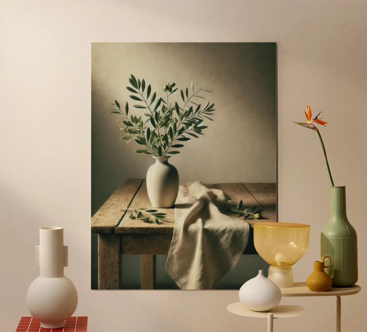 Rami d'ulivo in vaso poster con telaio in plastica da VintageBotanics