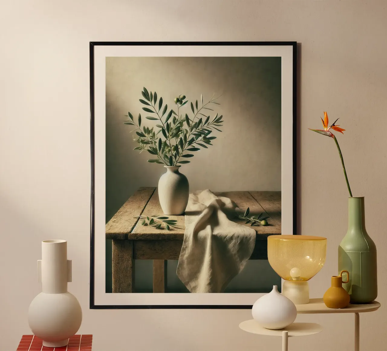 Rami d'ulivo in vaso poster con telaio in plastica da VintageBotanics