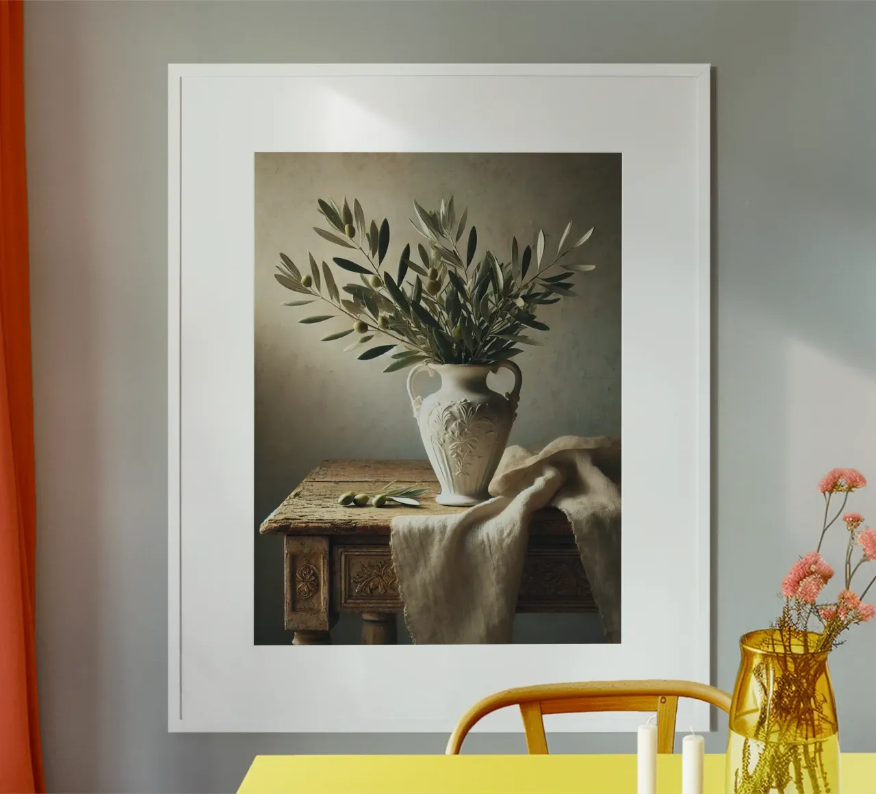 Rami d'ulivo in vaso poster con telaio in plastica da VintageBotanics