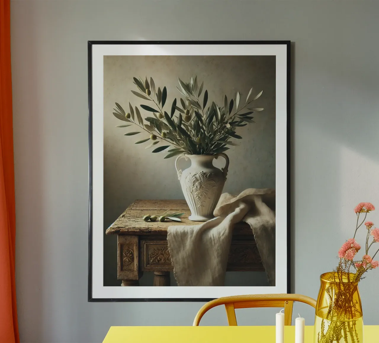 Rami d'ulivo in vaso poster con telaio in plastica da VintageBotanics